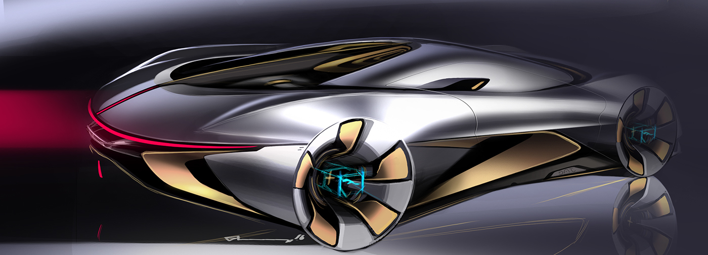 捷豹C-X100跑车概念设计手绘稿图