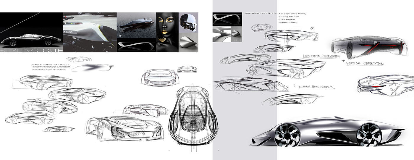 捷豹C-X100跑车概念设计手绘稿图