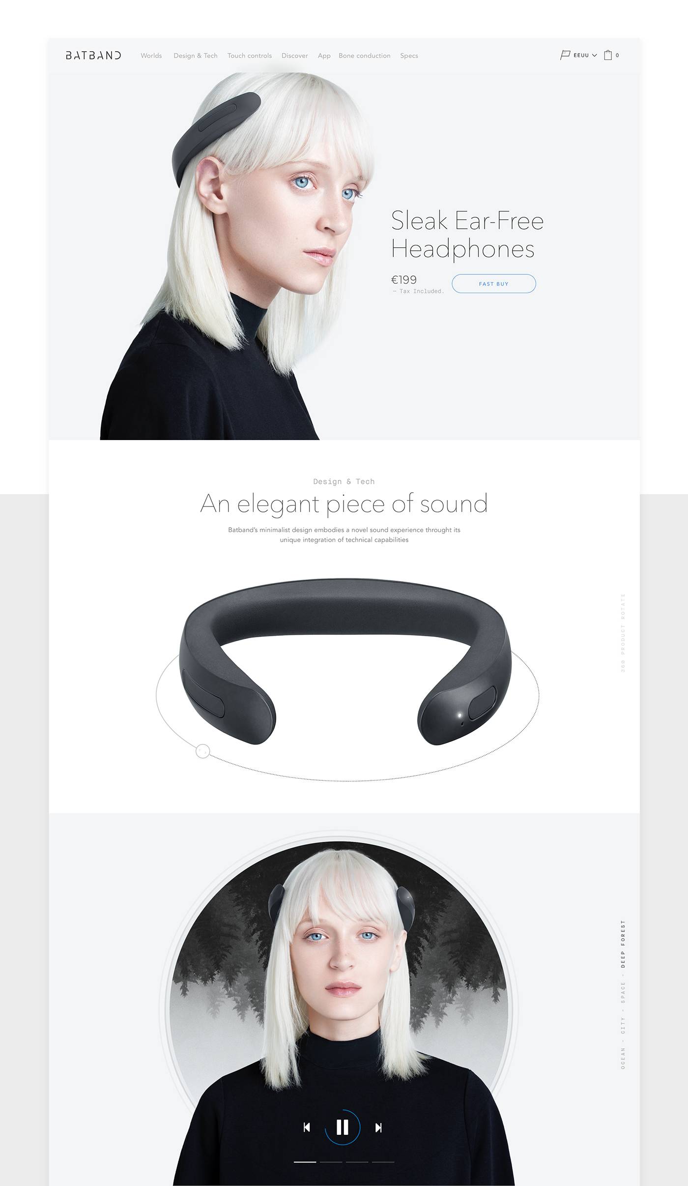 无耳耳机，极简主义，未来派，光滑，batband， 工业设计，产品设计，普象网